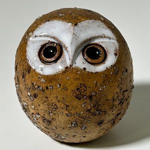 Vintage 1960s Kaarina  Aho Clay Owl Orb Made in Finland Signed RARE